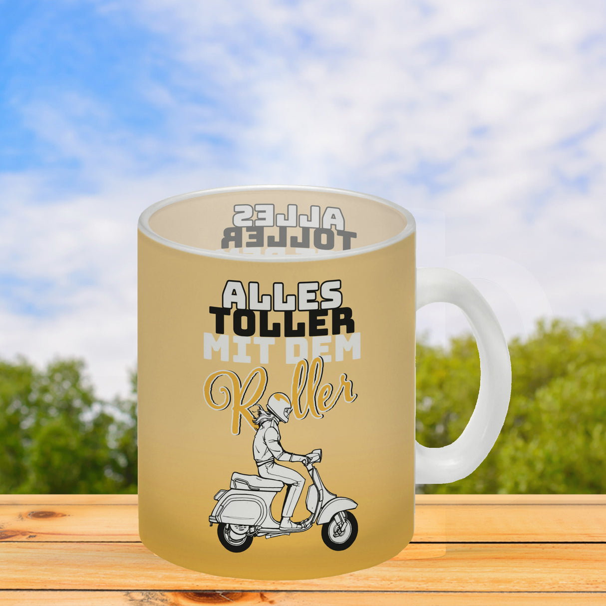 Alles toller mit dem Roller Kaffeebecher in {rosa} mit Rollerfahrerin