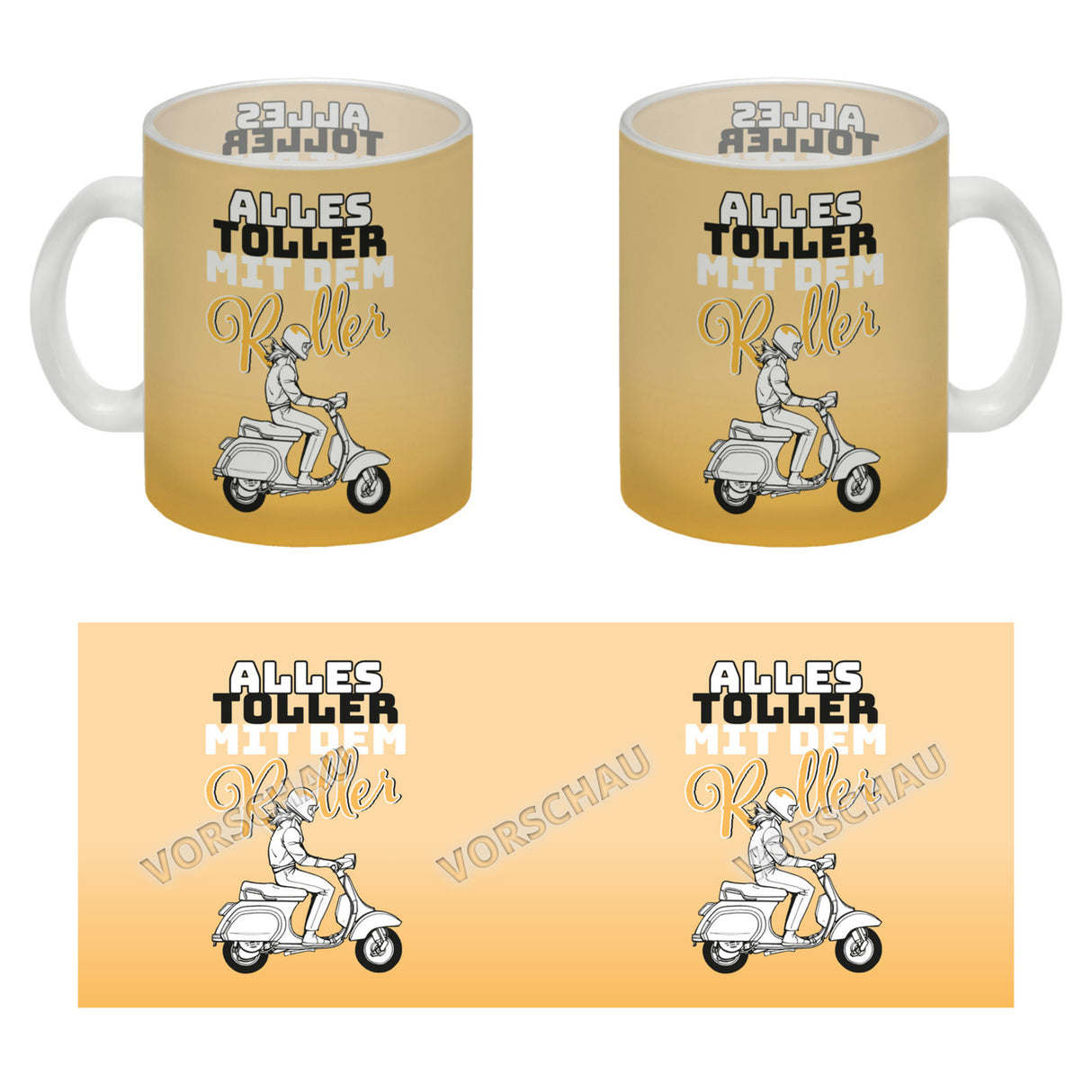 Alles toller mit dem Roller Kaffeebecher in {rosa} mit Rollerfahrerin