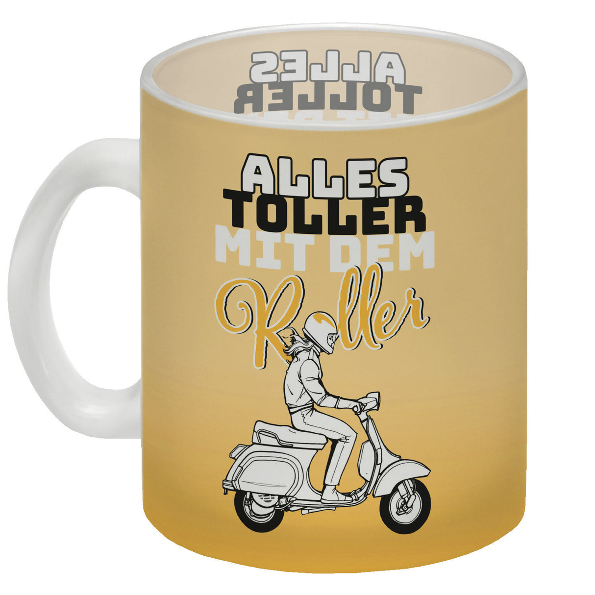 Alles toller mit dem Roller Kaffeebecher in {rosa} mit Rollerfahrerin