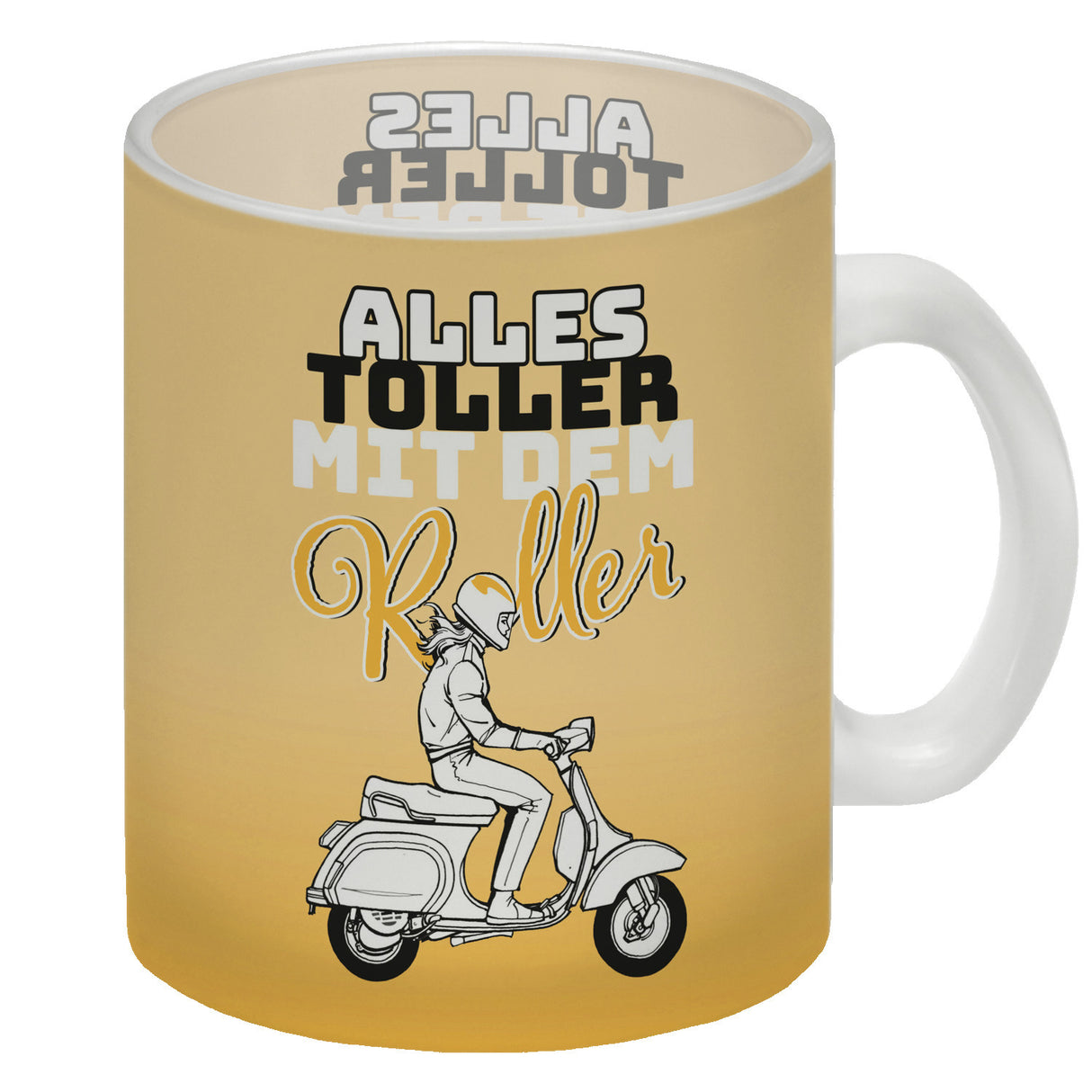 Alles toller mit dem Roller Kaffeebecher in {rosa} mit Rollerfahrerin
