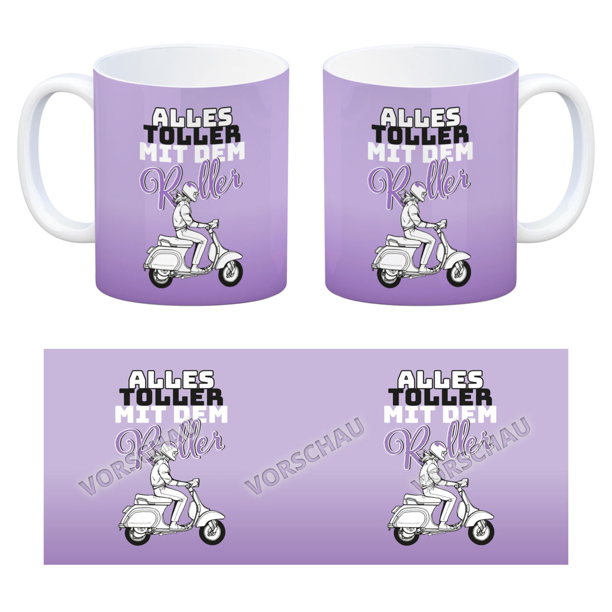 Alles toller mit dem Roller Kaffeebecher in {rosa} mit Rollerfahrerin