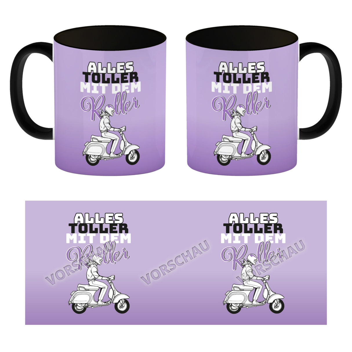 Alles toller mit dem Roller Kaffeebecher in {rosa} mit Rollerfahrerin