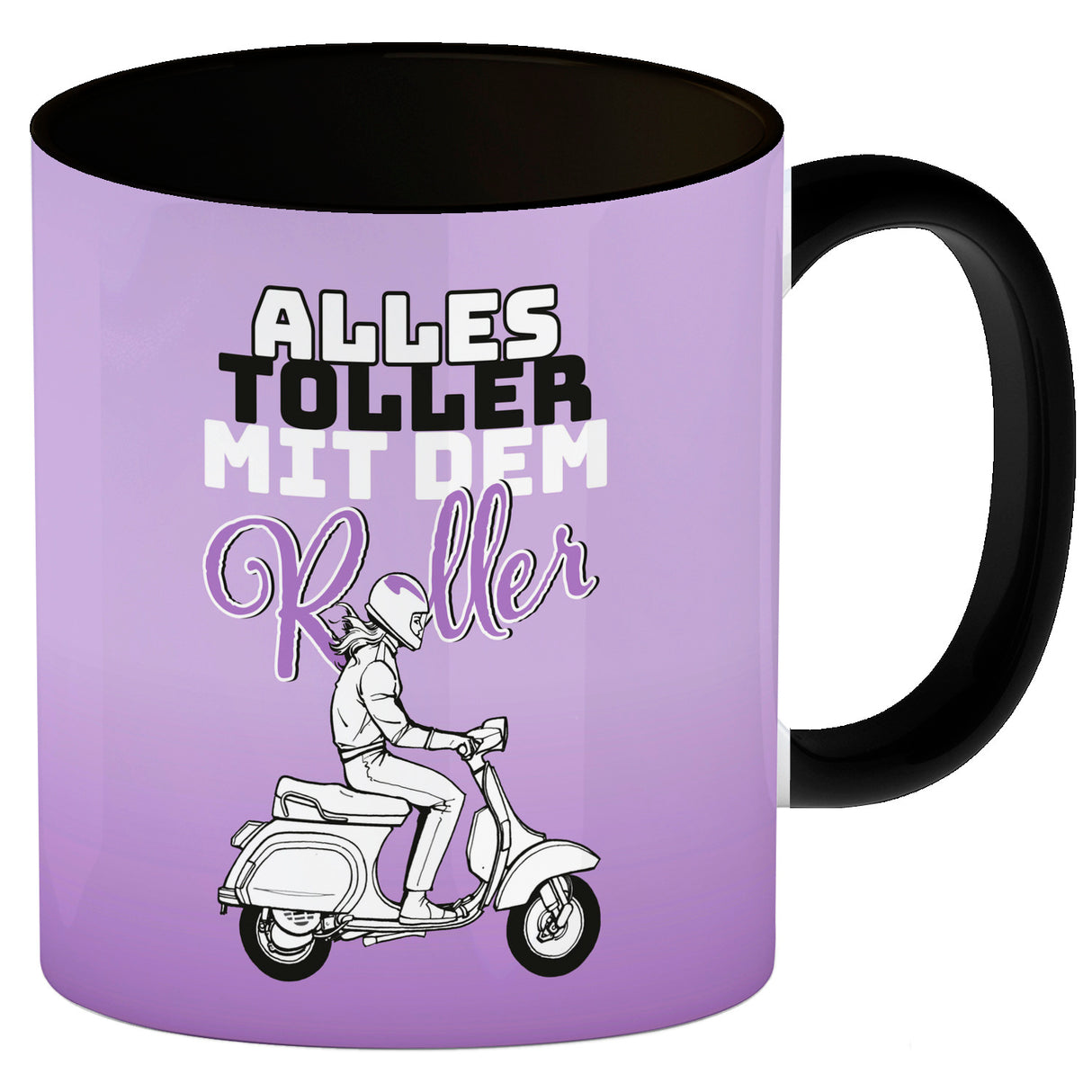 Alles toller mit dem Roller Kaffeebecher in {rosa} mit Rollerfahrerin