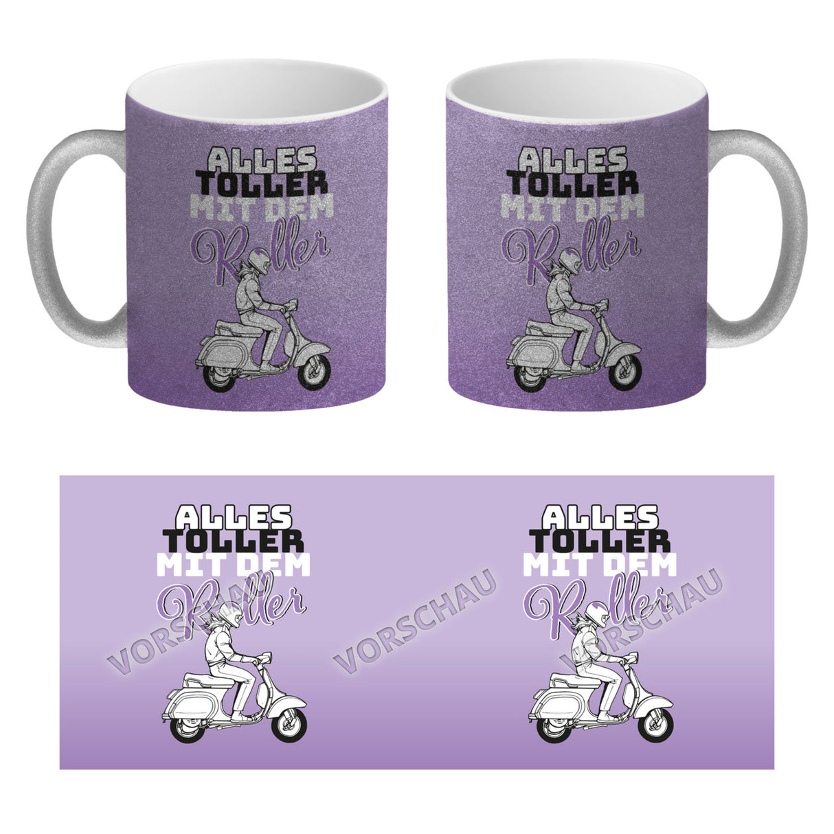 Alles toller mit dem Roller Kaffeebecher in {rosa} mit Rollerfahrerin