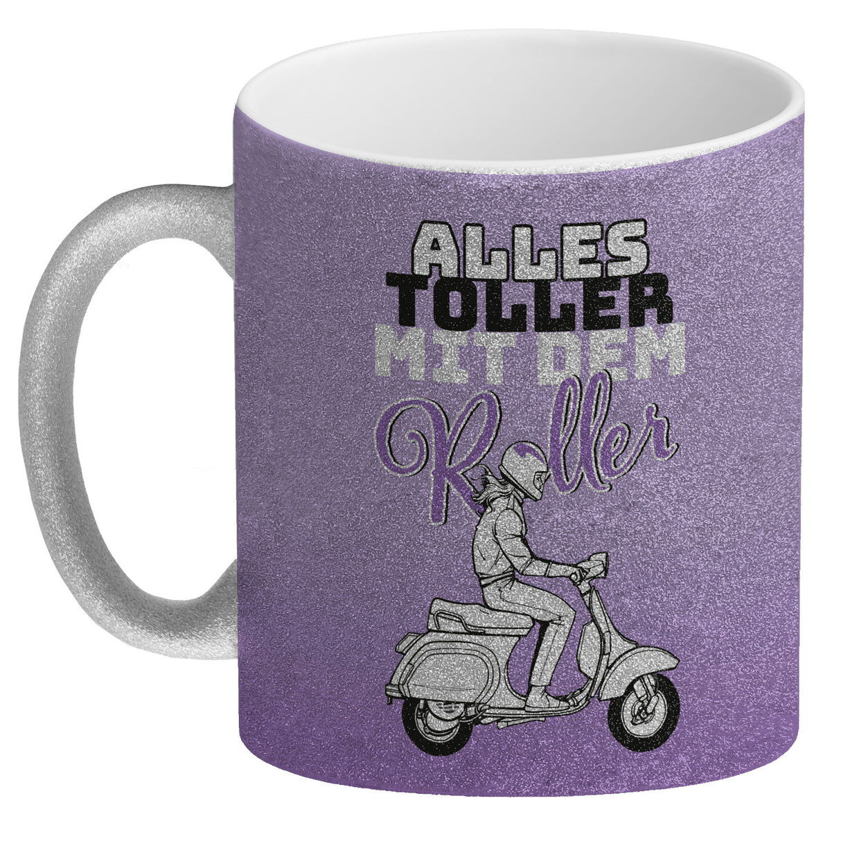Alles toller mit dem Roller Kaffeebecher in {rosa} mit Rollerfahrerin