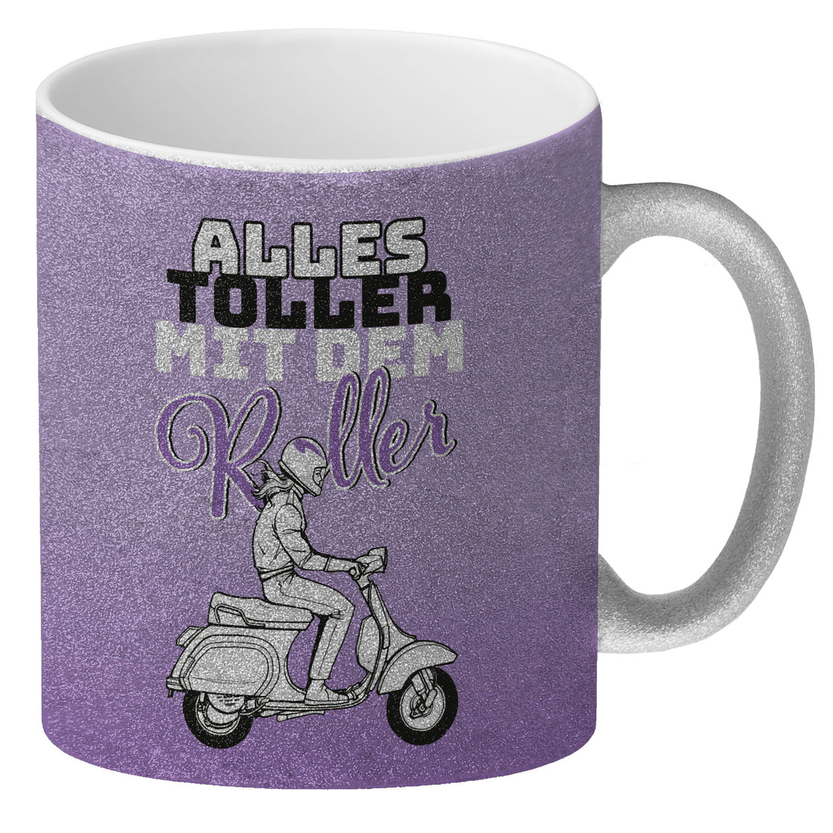 Alles toller mit dem Roller Kaffeebecher in {rosa} mit Rollerfahrerin