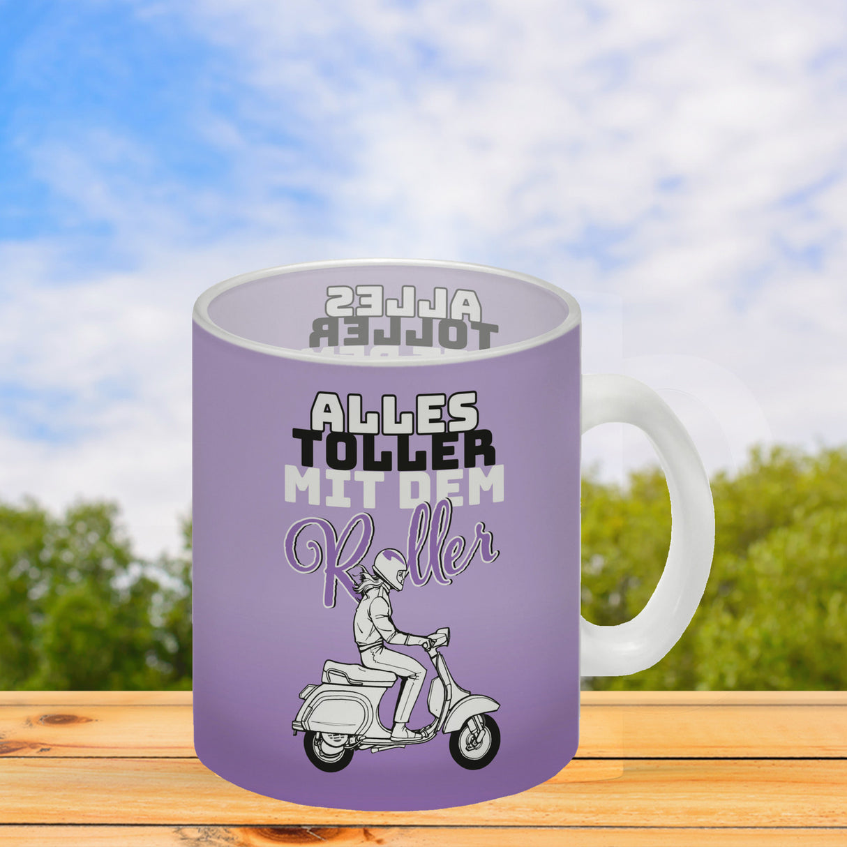 Alles toller mit dem Roller Kaffeebecher in {rosa} mit Rollerfahrerin