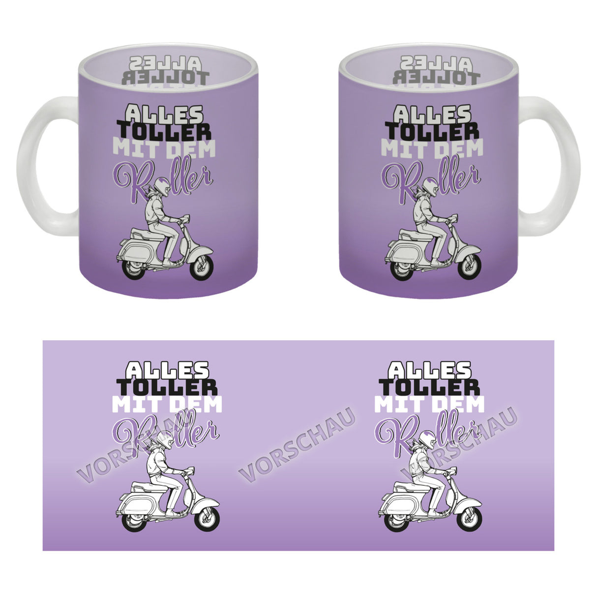 Alles toller mit dem Roller Kaffeebecher in {rosa} mit Rollerfahrerin