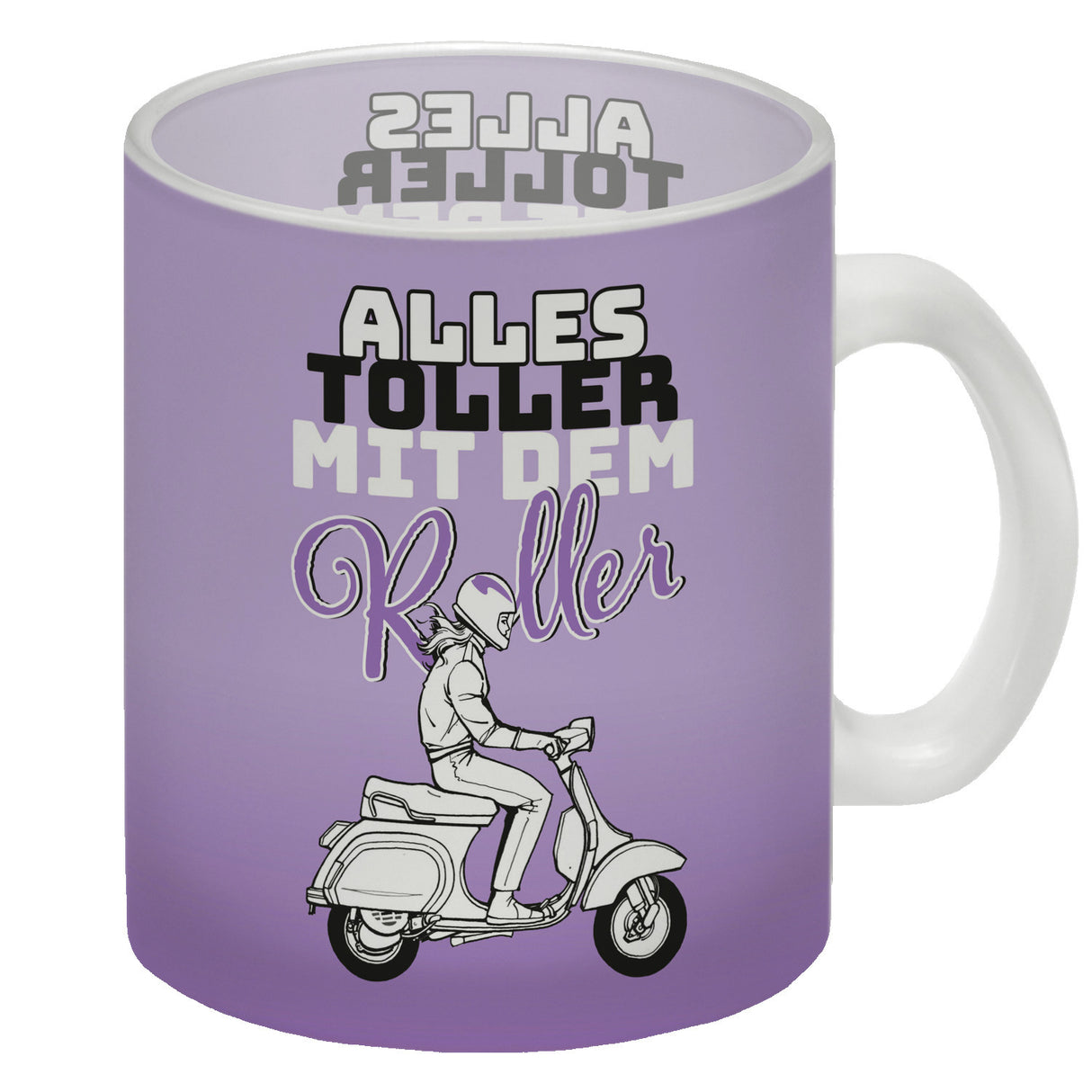 Alles toller mit dem Roller Kaffeebecher in {rosa} mit Rollerfahrerin