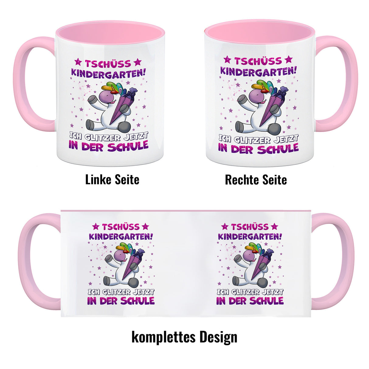 Tschüss Kindergarten Einhorn Kaffeebecher für die Einschulung