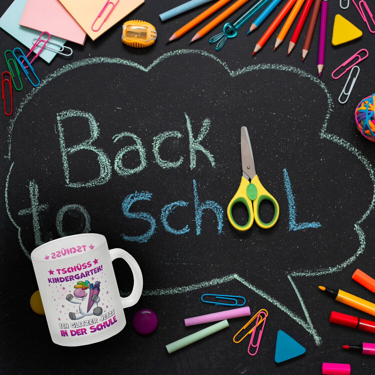 Tschüss Kindergarten Einhorn Kaffeebecher für die Einschulung
