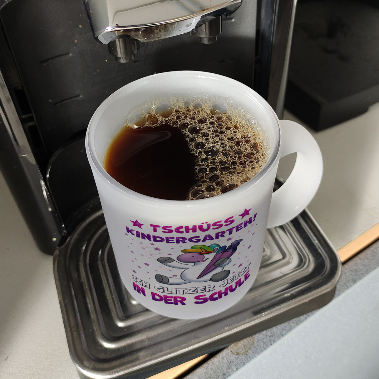 Tschüss Kindergarten Einhorn Kaffeebecher für die Einschulung