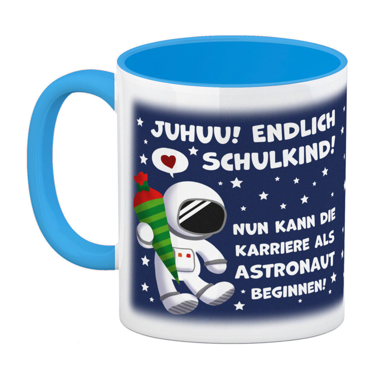 Juhuu endlich Schulkind Astronaut Kaffeebecher zur Einschulung