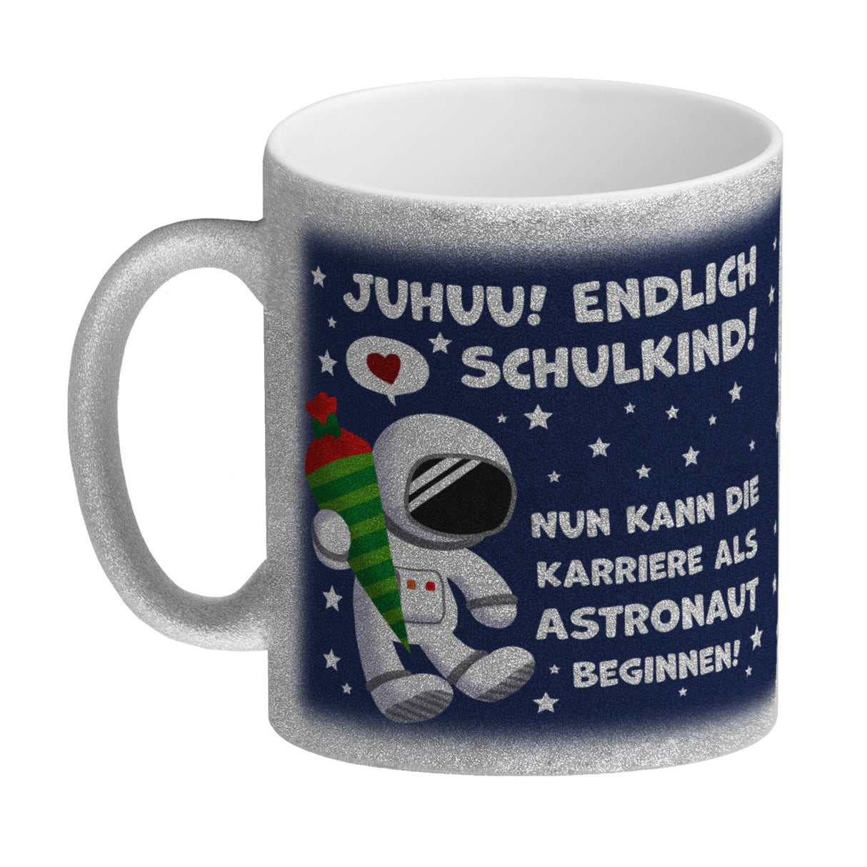 Juhuu endlich Schulkind Astronaut Kaffeebecher zur Einschulung