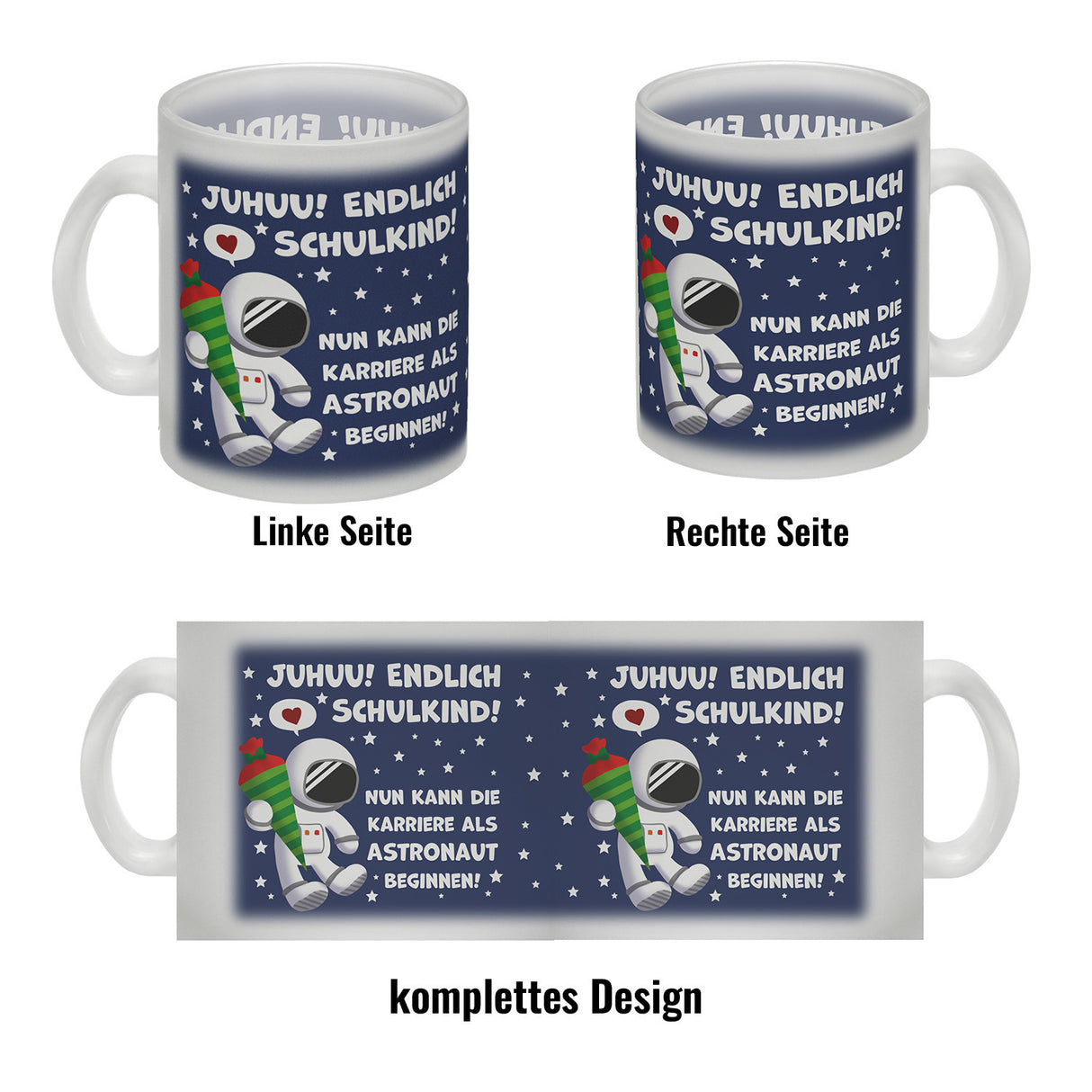 Juhuu endlich Schulkind Astronaut Kaffeebecher zur Einschulung