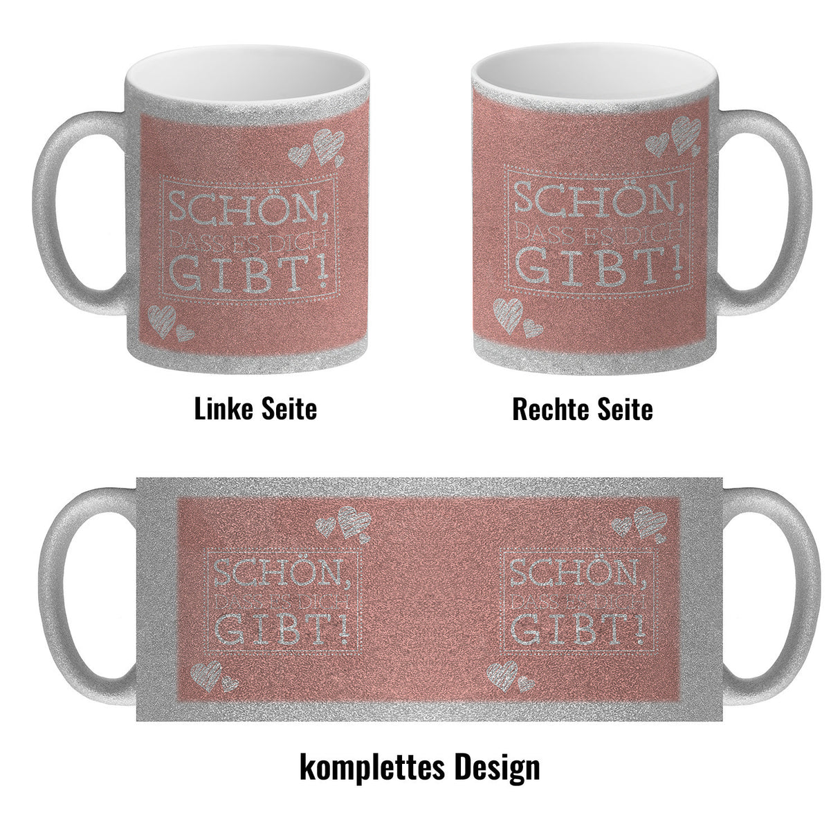 Schön, dass es dich gibt Kaffeebecher in pink mit Herzchen