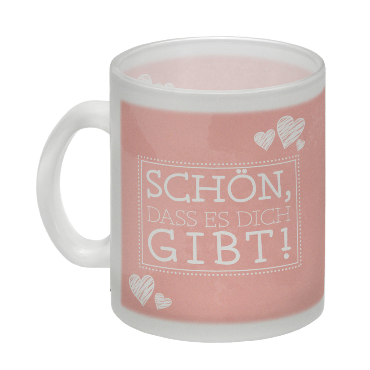 Schön, dass es dich gibt Kaffeebecher in pink mit Herzchen