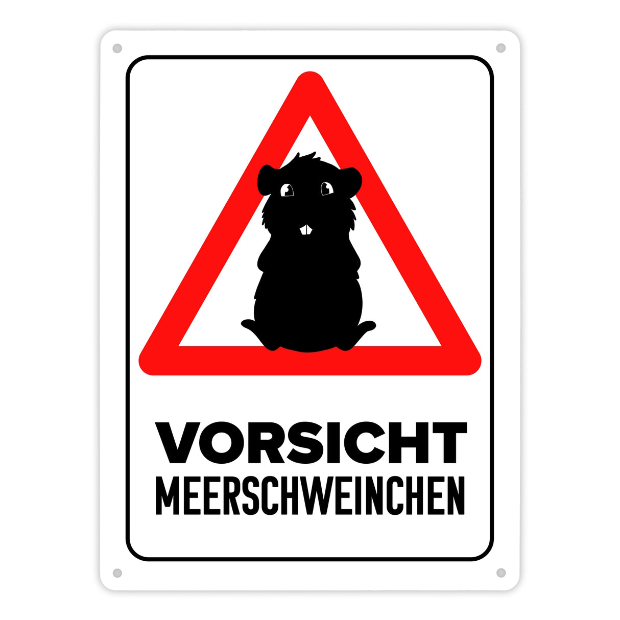 Vorsicht Meerschweinchen Metallschild mit Meerschweinchen Silhouette