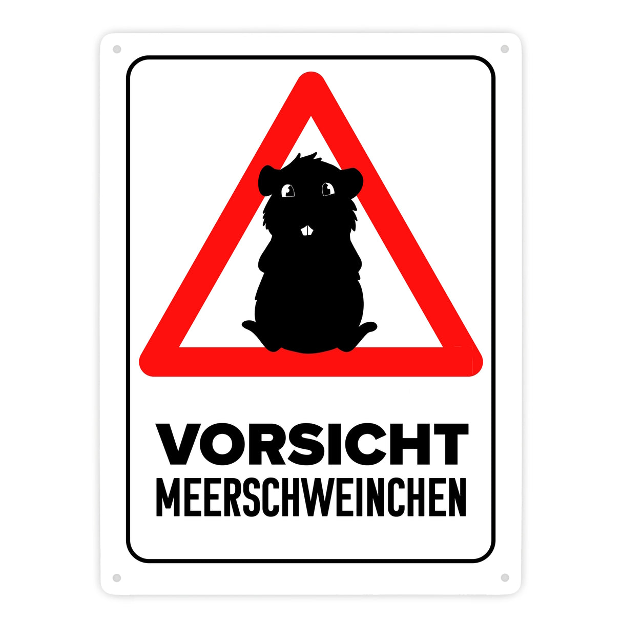 Vorsicht Meerschweinchen Metallschild mit Meerschweinchen Silhouette