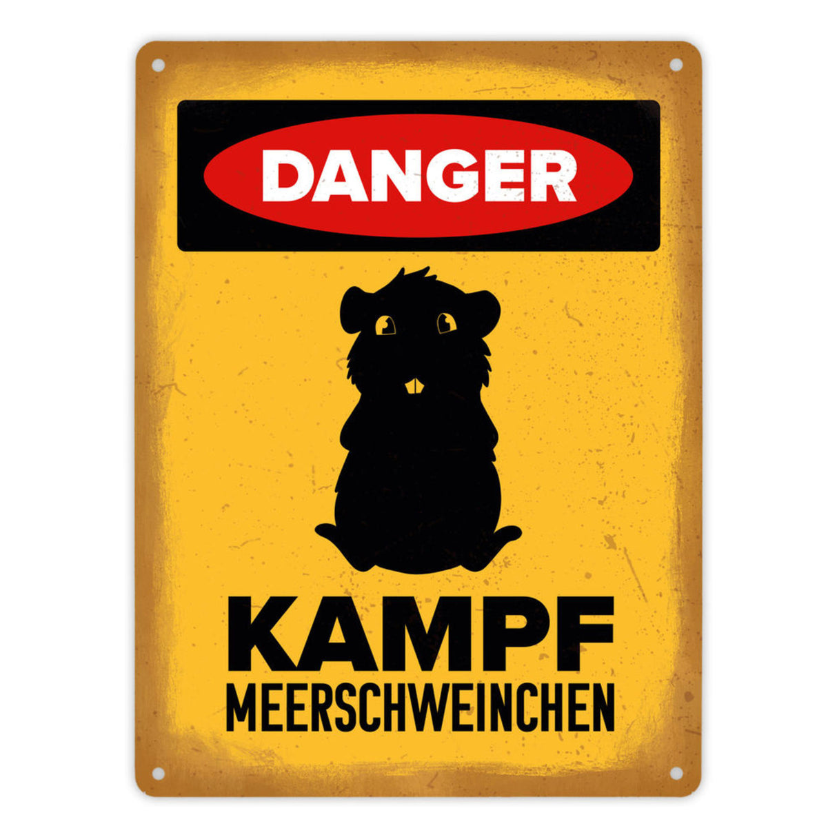 Vorsicht Meerschweinchen Metallschild mit Meerschweinchen Silhouette