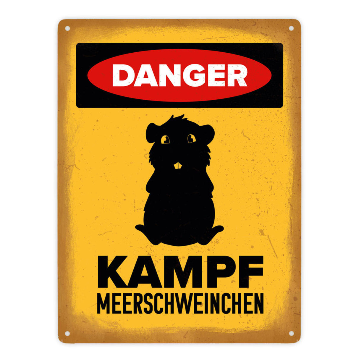 Vorsicht Meerschweinchen Metallschild mit Meerschweinchen Silhouette