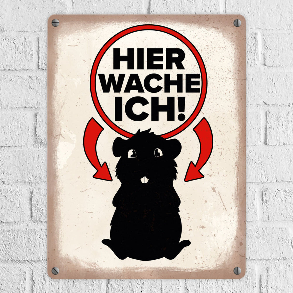 Vorsicht Meerschweinchen Metallschild mit Meerschweinchen Silhouette