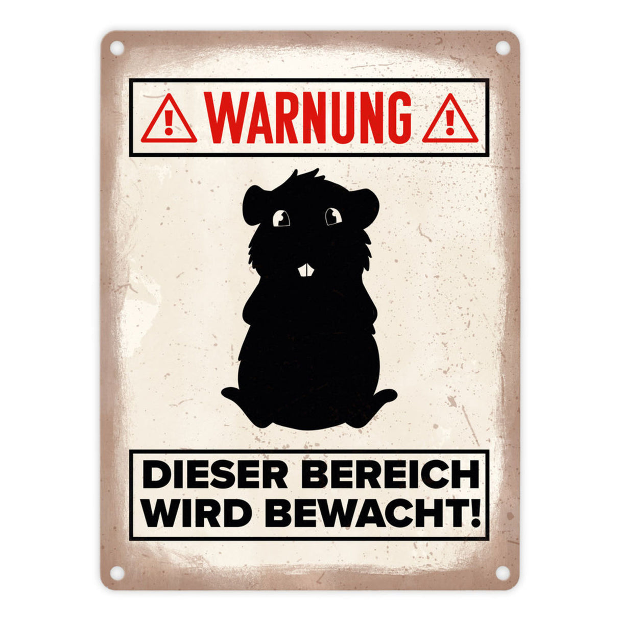 Vorsicht Meerschweinchen Metallschild mit Meerschweinchen Silhouette
