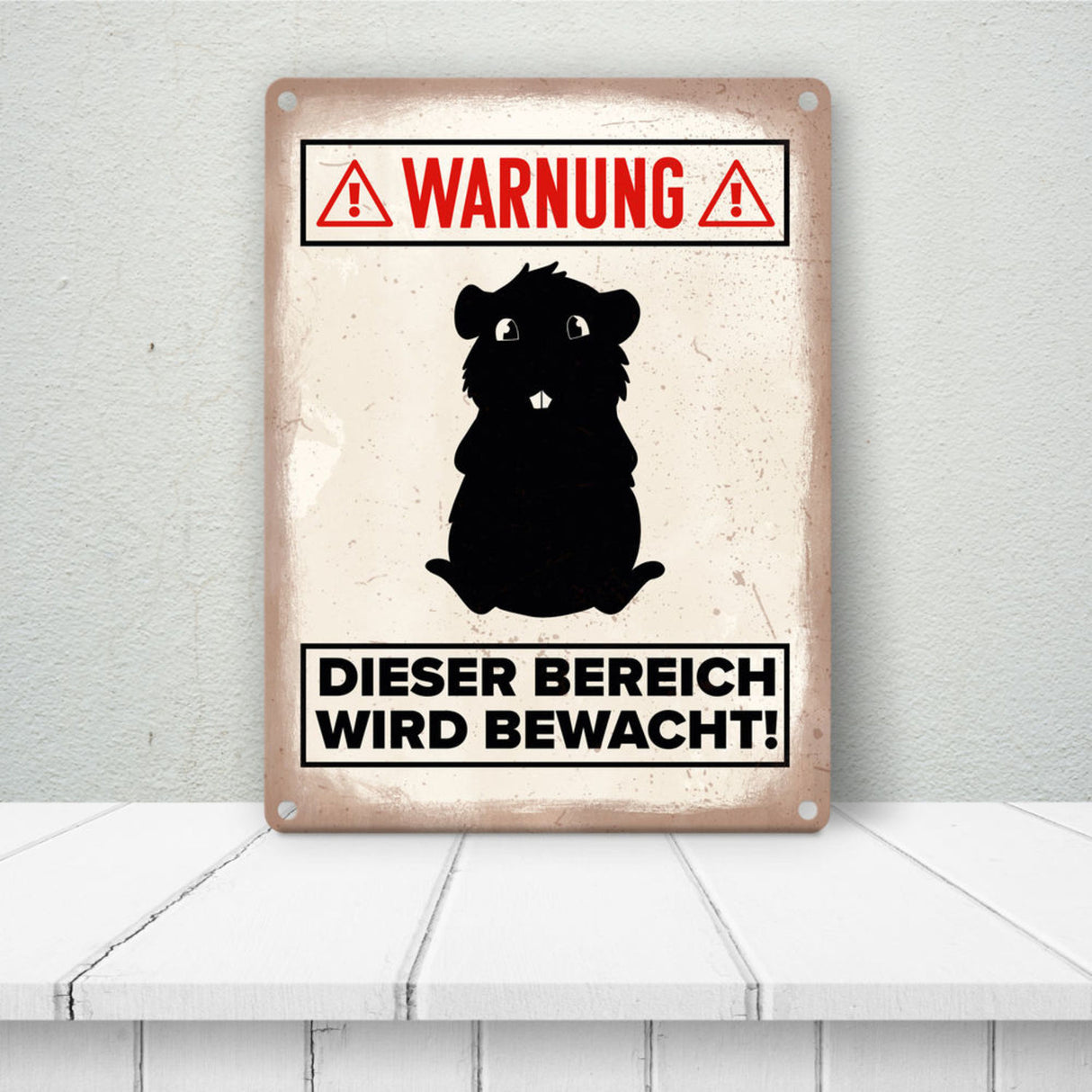 Vorsicht Meerschweinchen Metallschild mit Meerschweinchen Silhouette