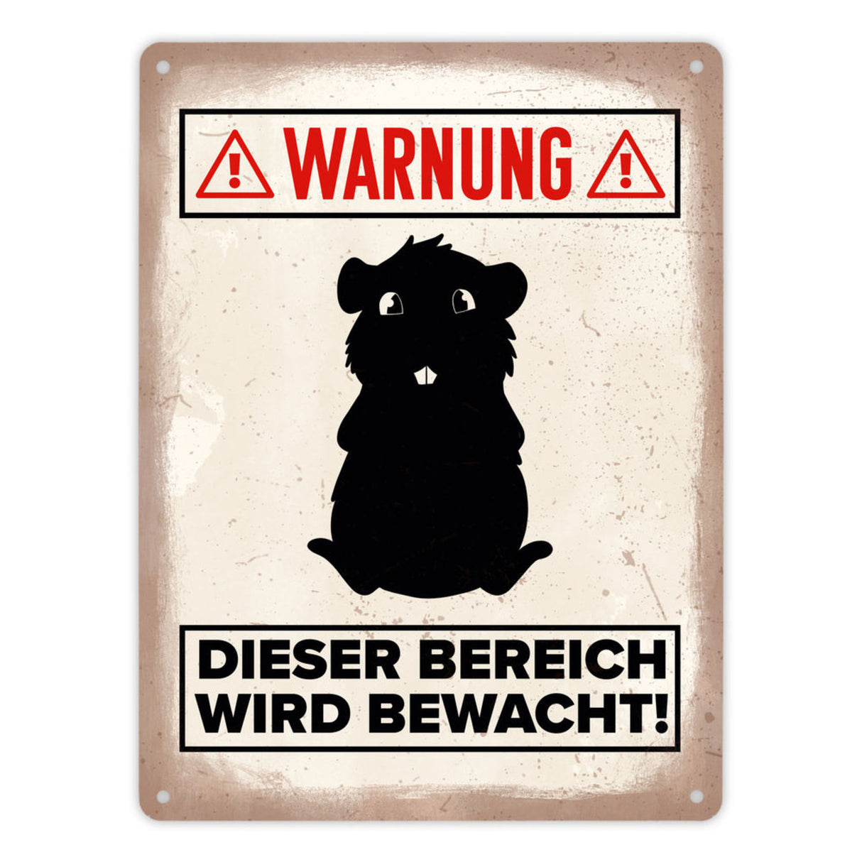 Vorsicht Meerschweinchen Metallschild mit Meerschweinchen Silhouette
