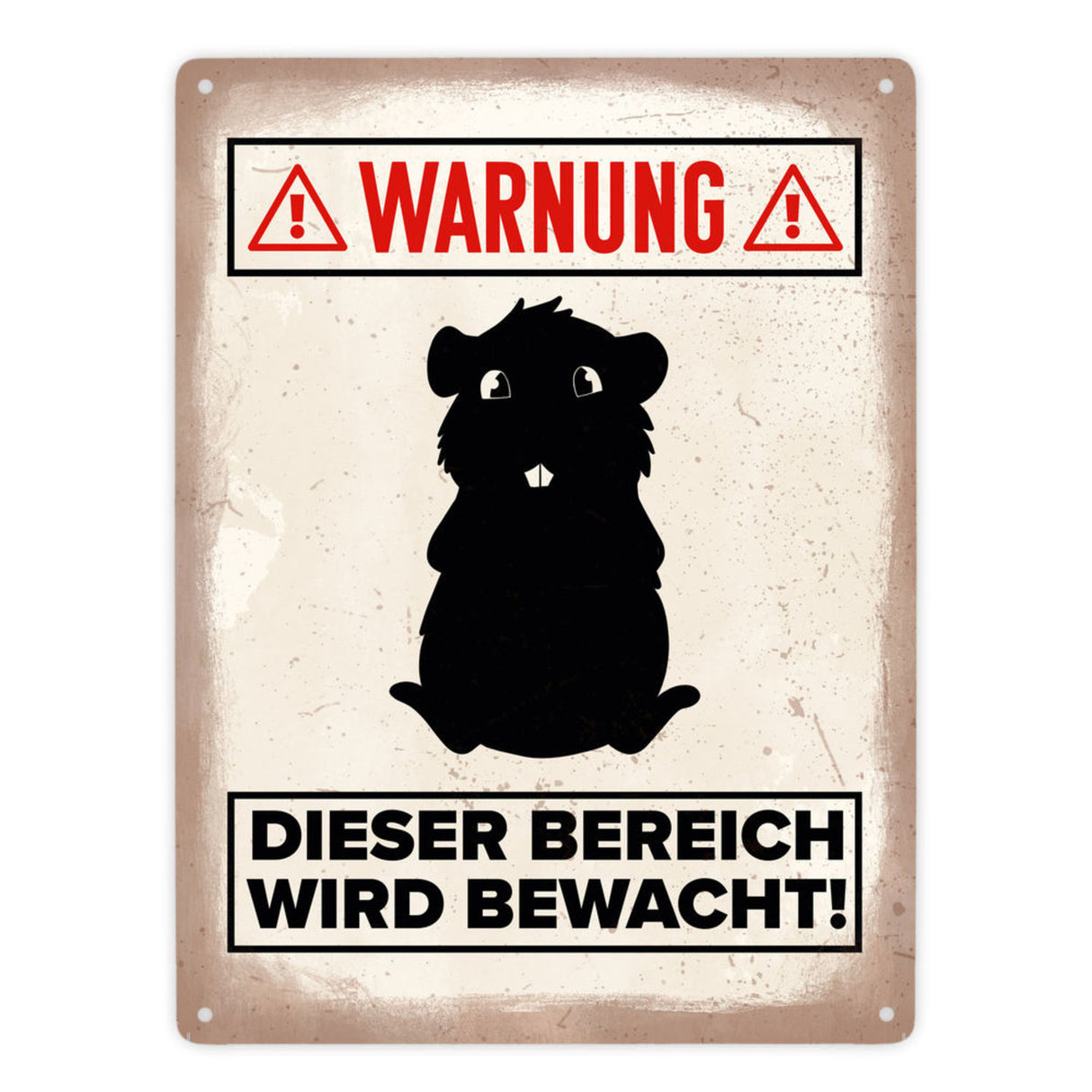 Vorsicht Meerschweinchen Metallschild mit Meerschweinchen Silhouette