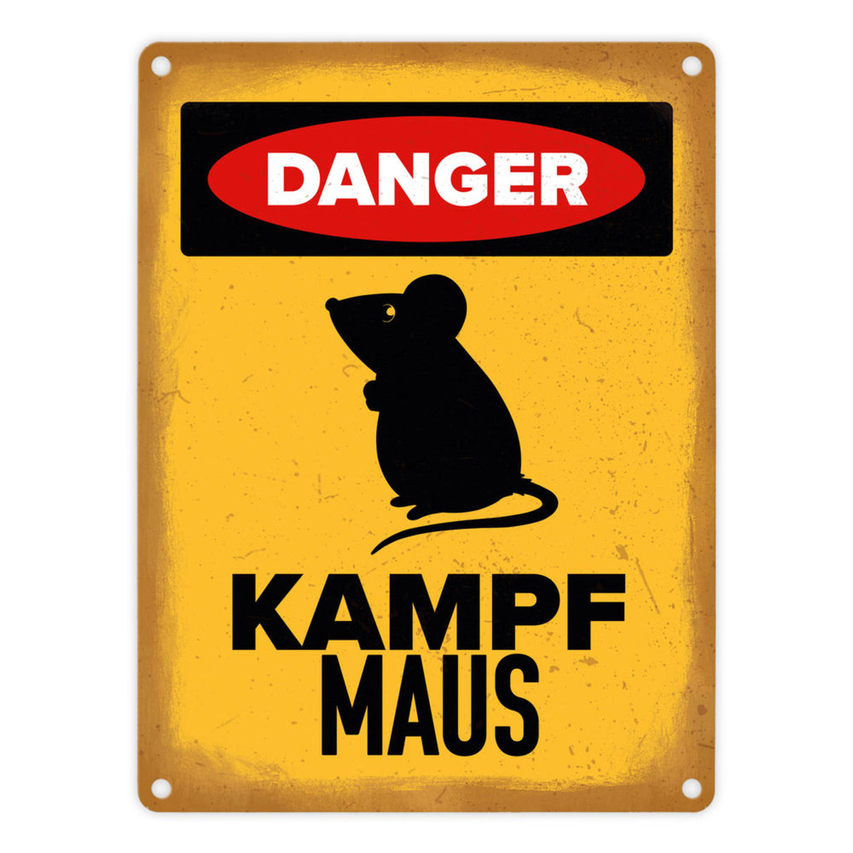 Vorsicht Maus Metallschild mit Maus Silhouette