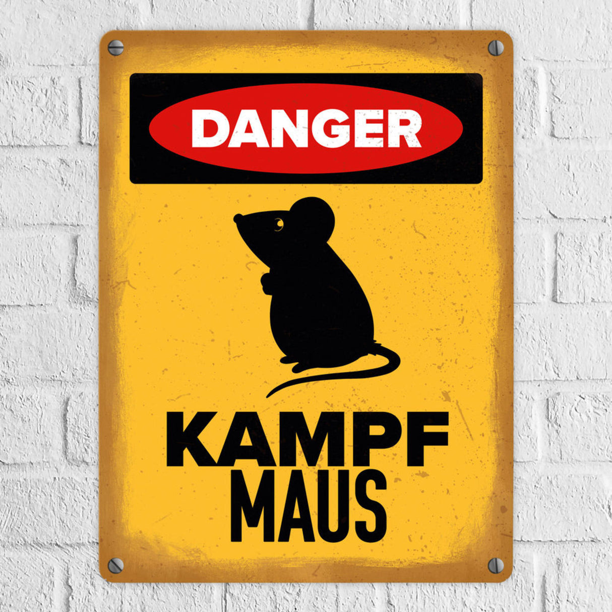 Vorsicht Maus Metallschild mit Maus Silhouette