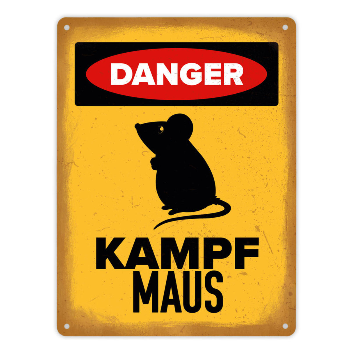 Vorsicht Maus Metallschild mit Maus Silhouette