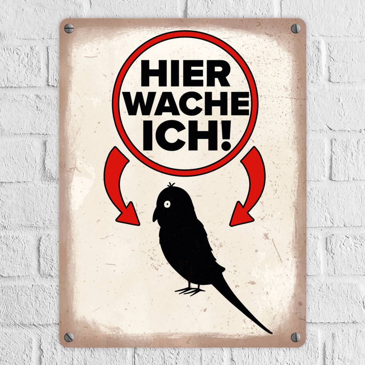 {Vorsicht Kanarienvogel} Metallschild mit Vogel Silhouette