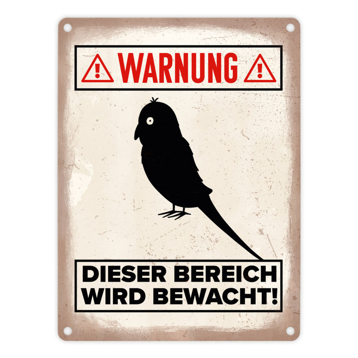 {Vorsicht Kanarienvogel} Metallschild mit Vogel Silhouette