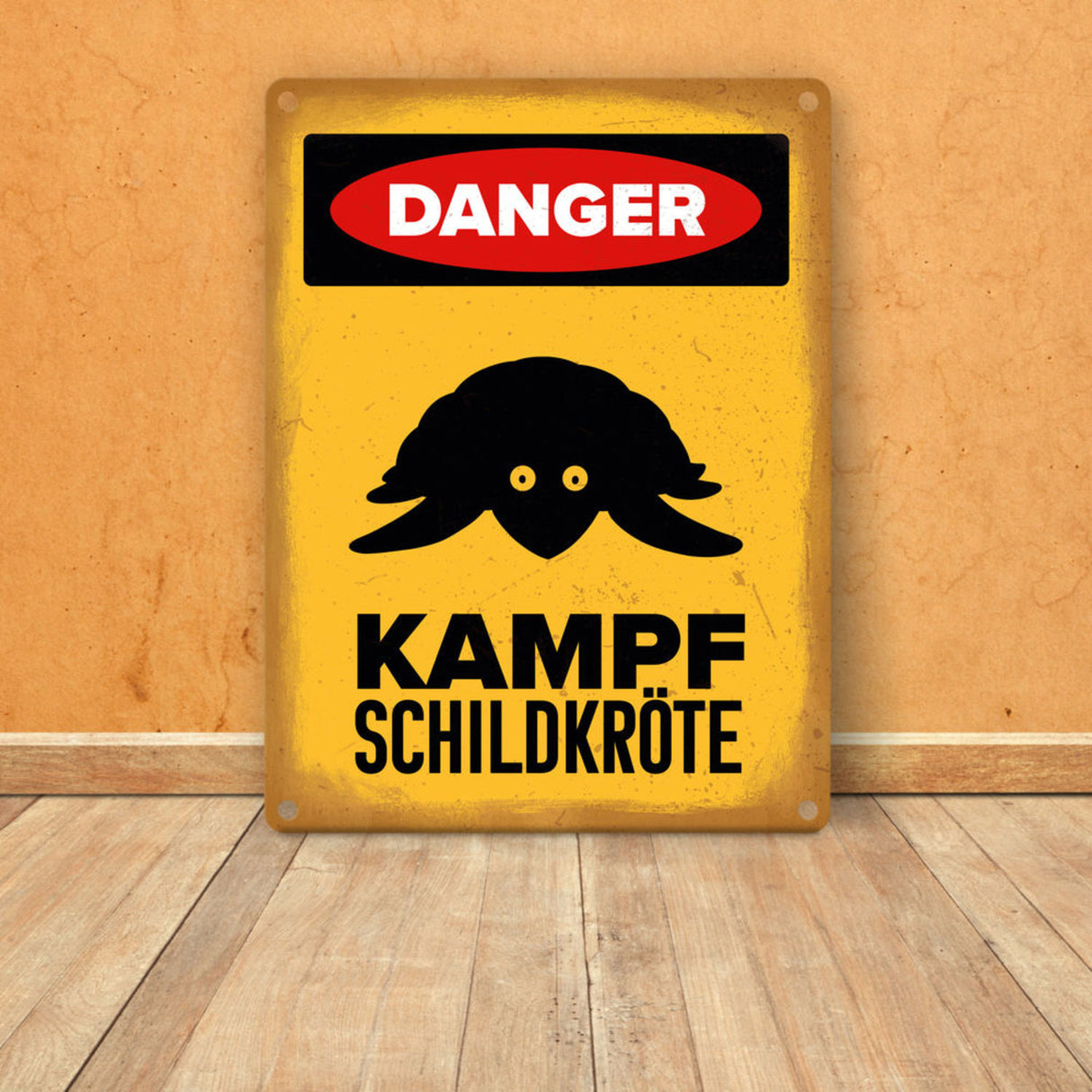 Vorsicht Schildkröte Metallschild mit Schildkröten Silhouette