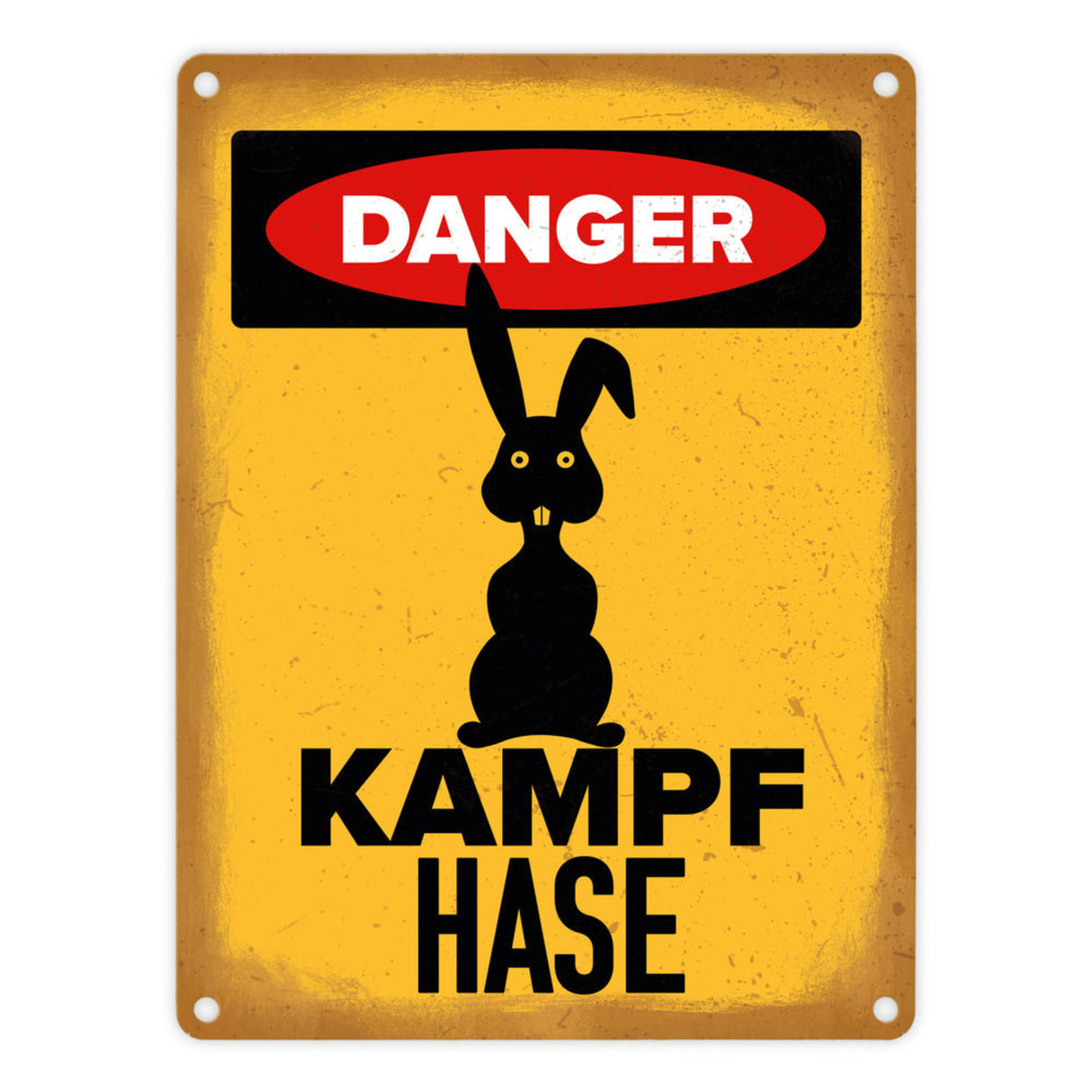 Vorsicht Hase Metallschild mit Hasen Silhouette