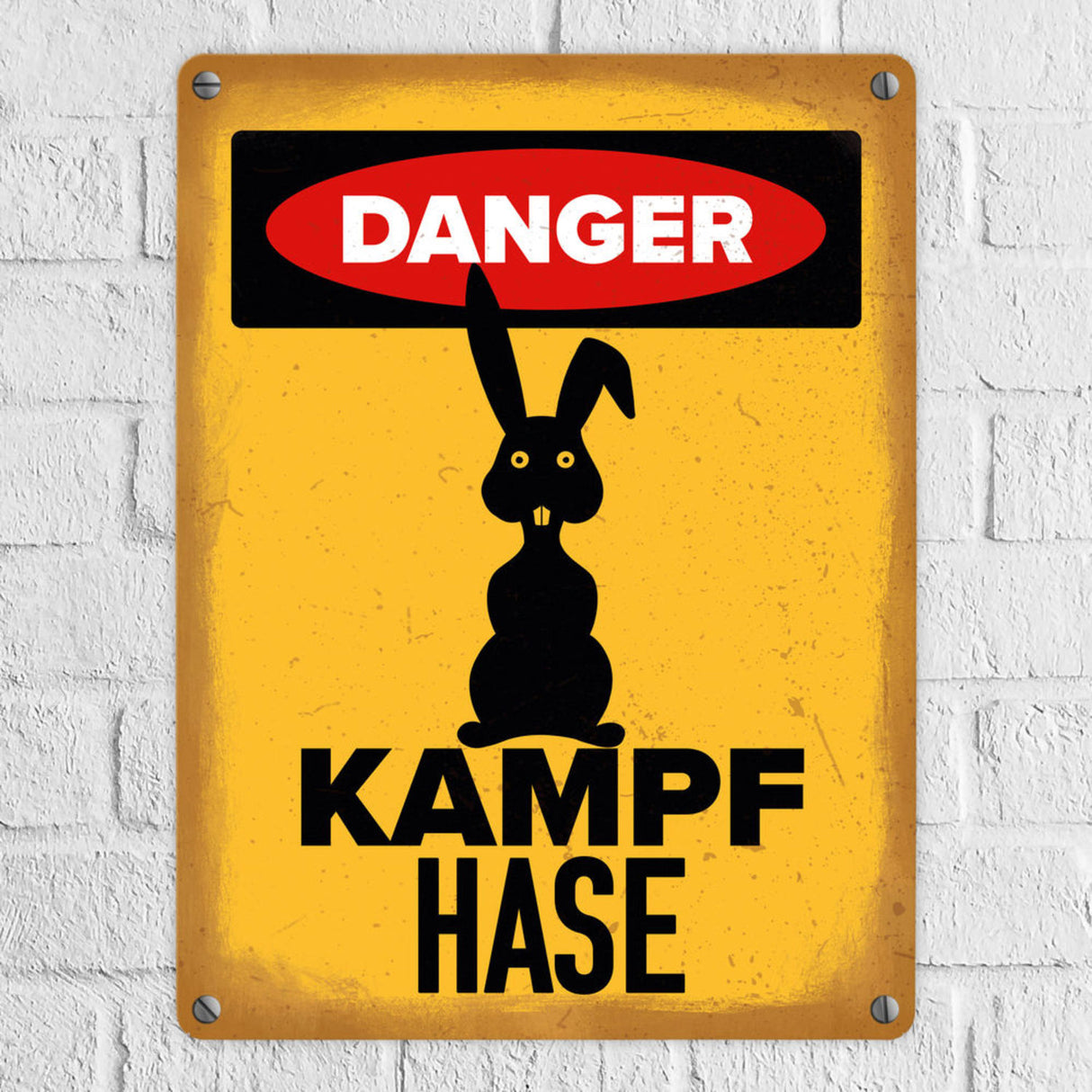 Vorsicht Hase Metallschild mit Hasen Silhouette