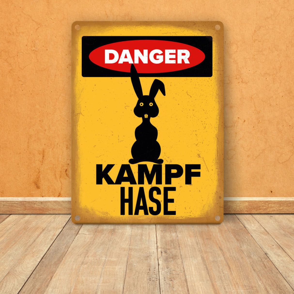 Vorsicht Hase Metallschild mit Hasen Silhouette