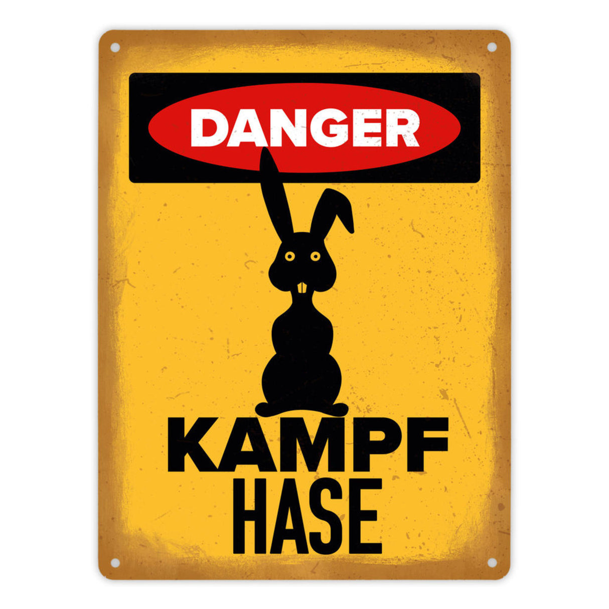 Vorsicht Hase Metallschild mit Hasen Silhouette