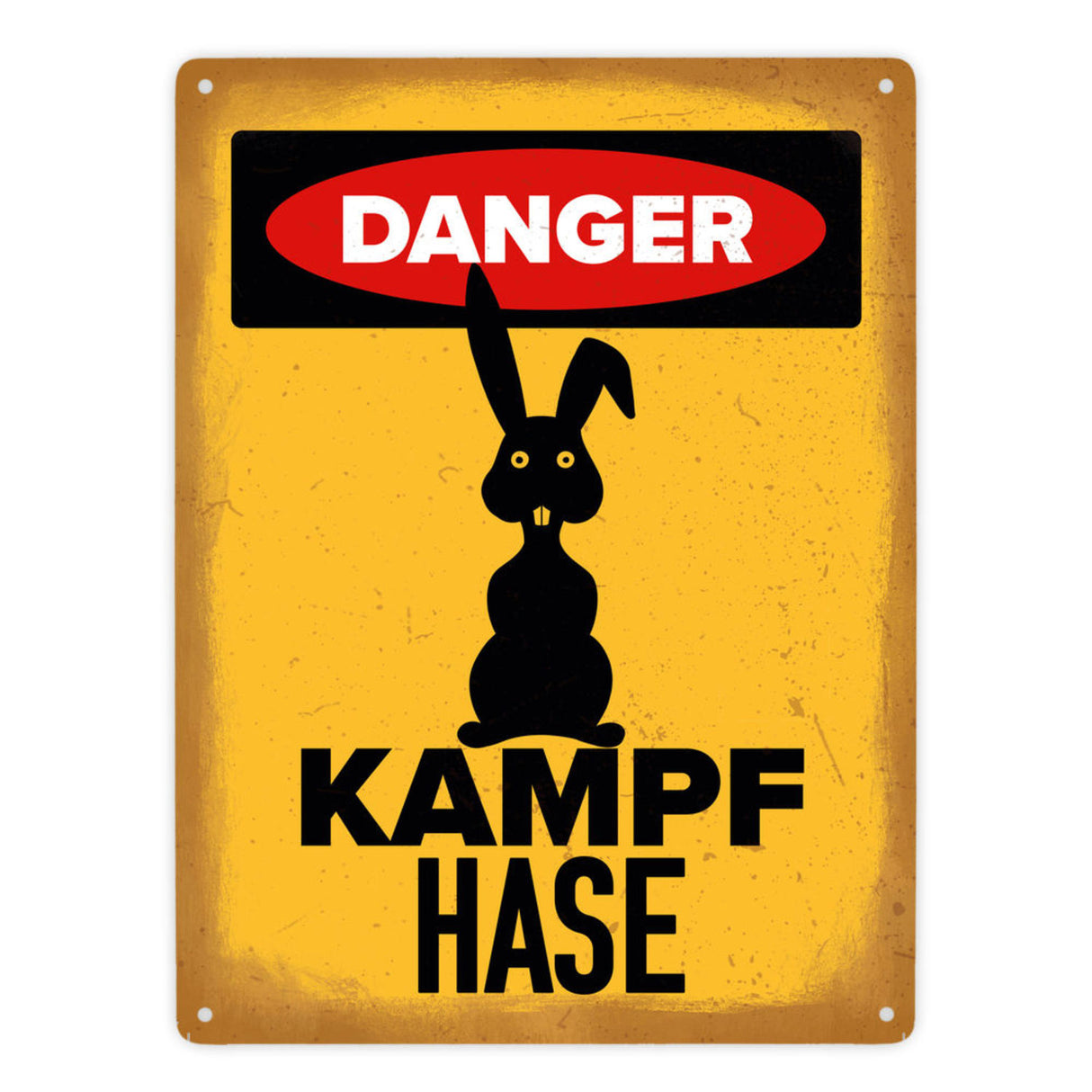 Vorsicht Hase Metallschild mit Hasen Silhouette