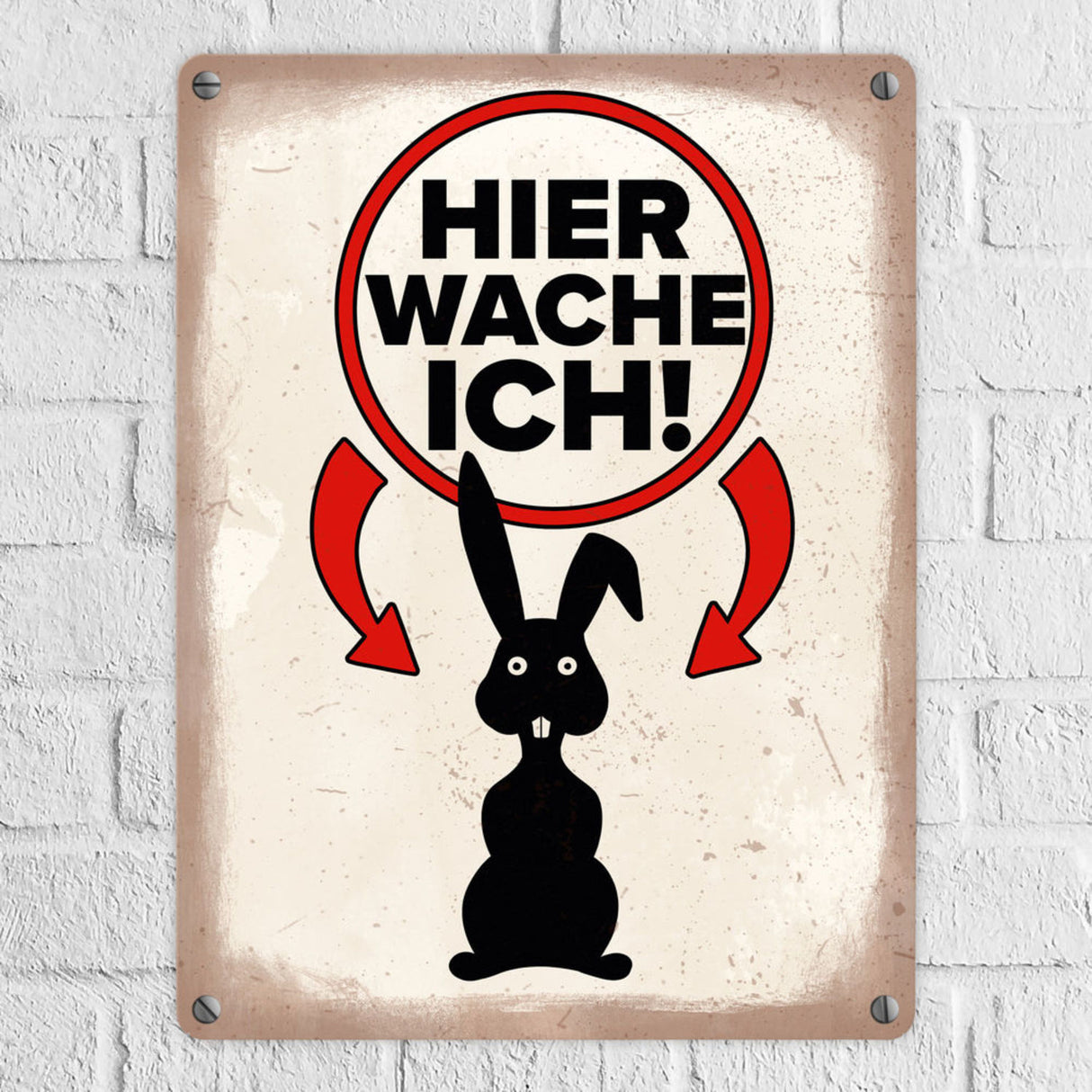 Vorsicht Hase Metallschild mit Hasen Silhouette