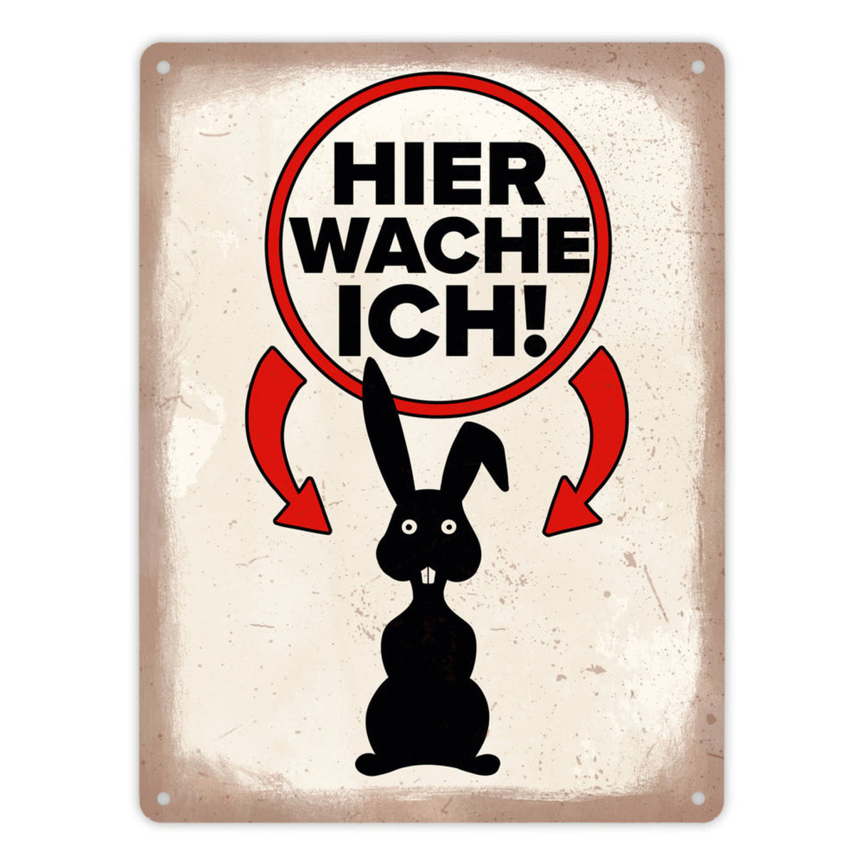 Vorsicht Hase Metallschild mit Hasen Silhouette