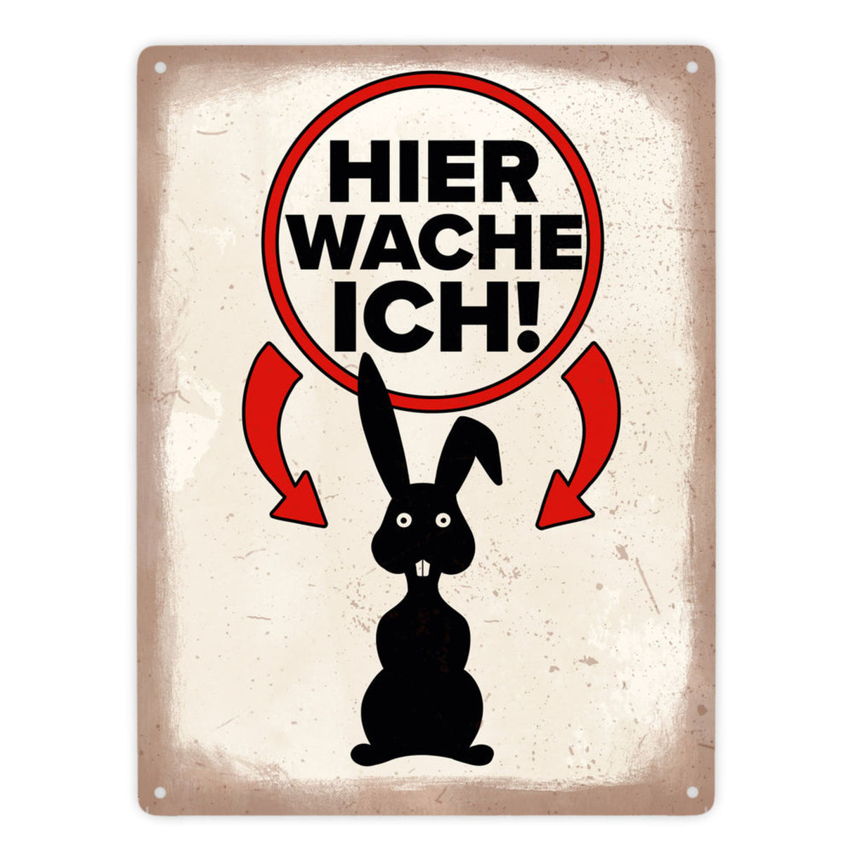 Vorsicht Hase Metallschild mit Hasen Silhouette