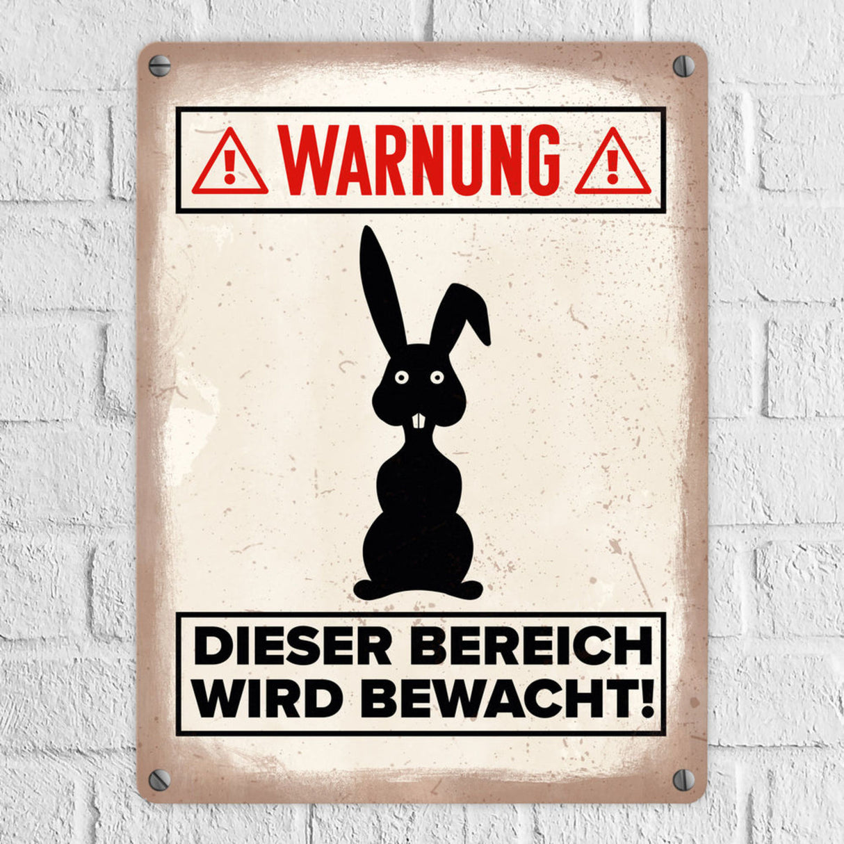 Vorsicht Hase Metallschild mit Hasen Silhouette