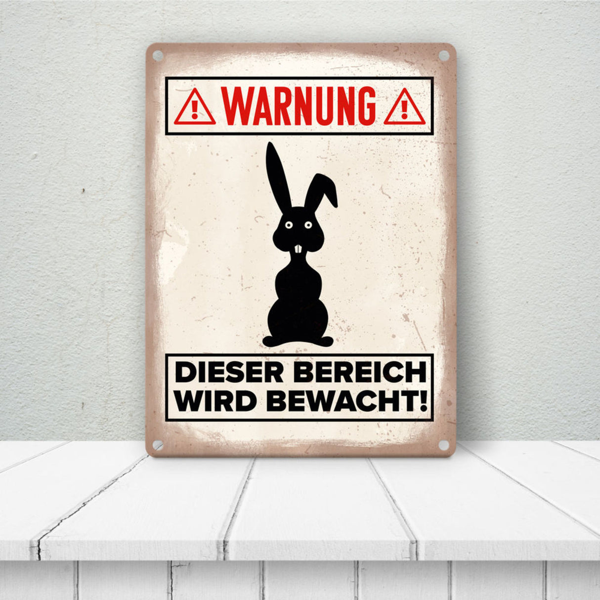 Vorsicht Hase Metallschild mit Hasen Silhouette