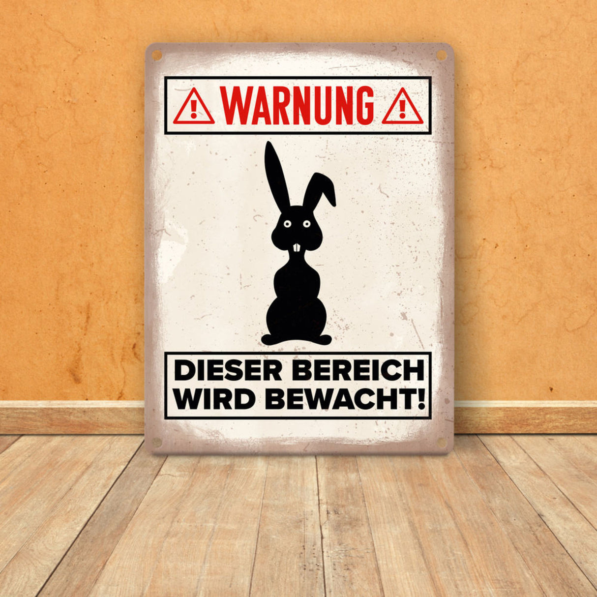 Vorsicht Hase Metallschild mit Hasen Silhouette