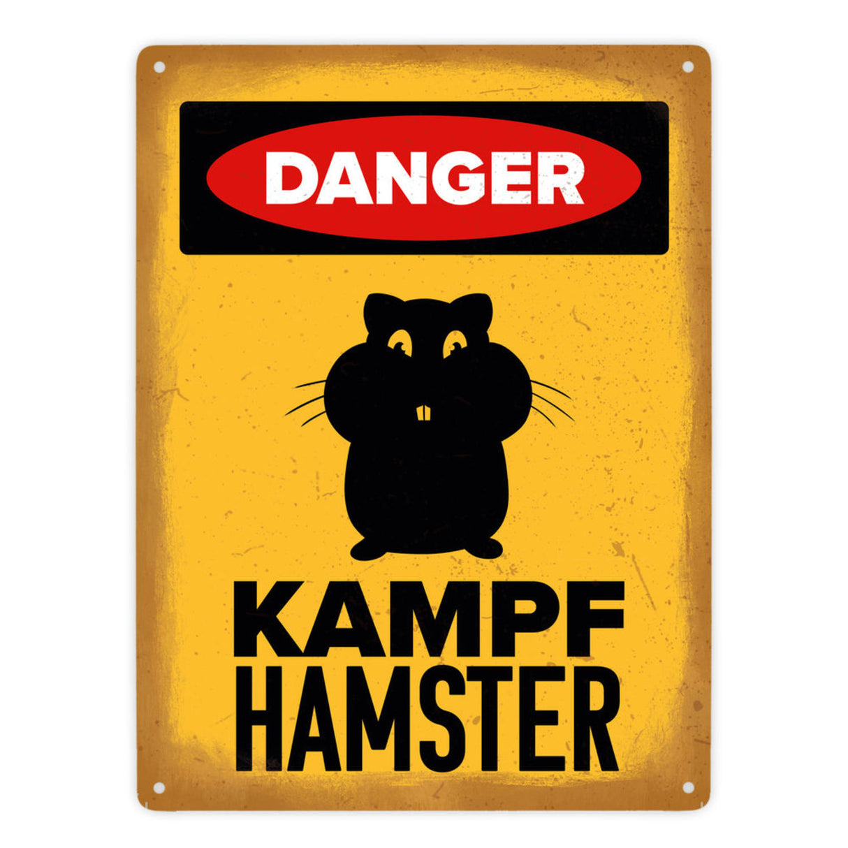 Vorsicht Hamster Metallschild mit Hamster Silhouette