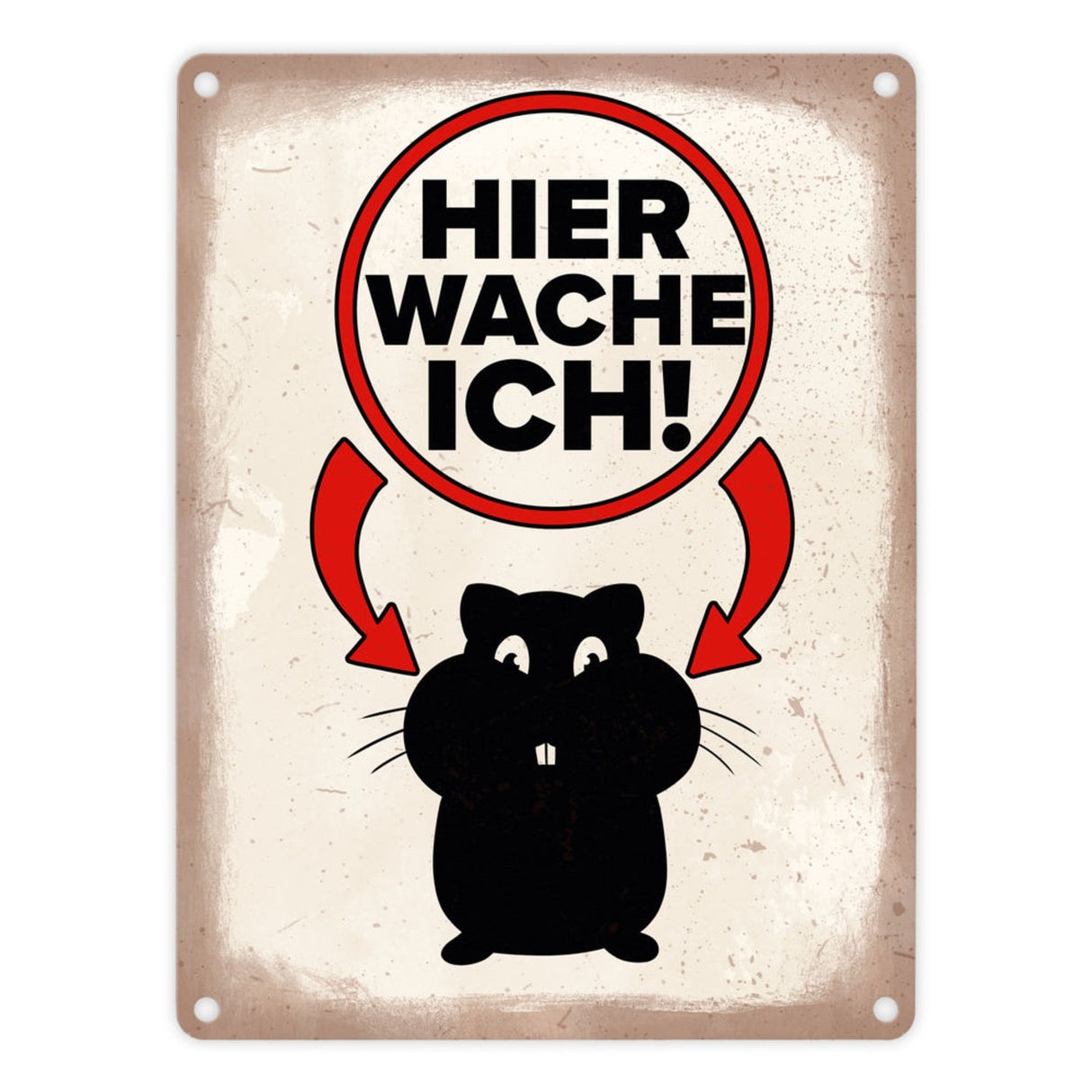 Vorsicht Hamster Metallschild mit Hamster Silhouette