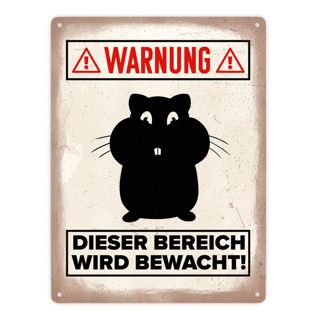 Vorsicht Hamster Metallschild mit Hamster Silhouette